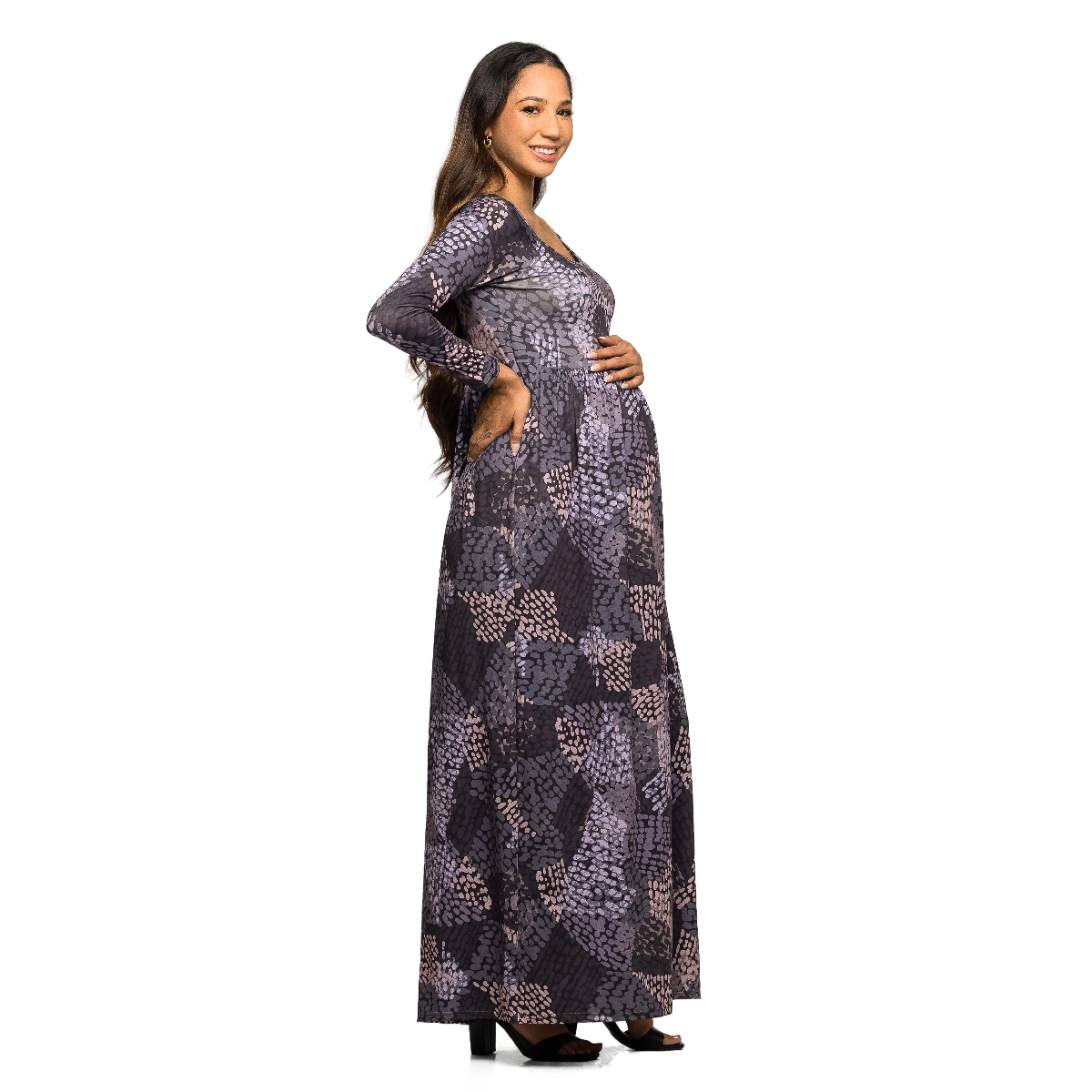 Womens 24/7 Comfort Apparel Empire Waist Maternity Maxi Dress