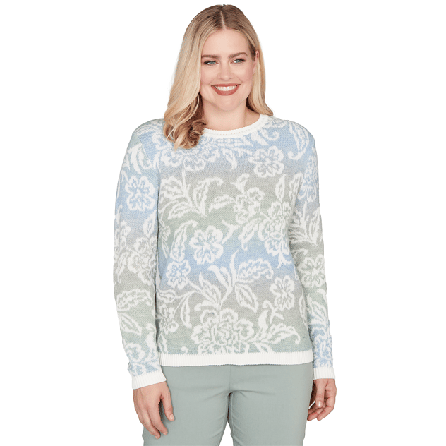 Petite Alfred Dunner Stockbridge Floral Ombre Sweater