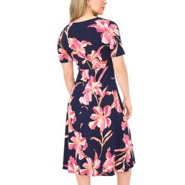 Petite MSK Elbow Sleeve V Neck Twist Front Midi Dress