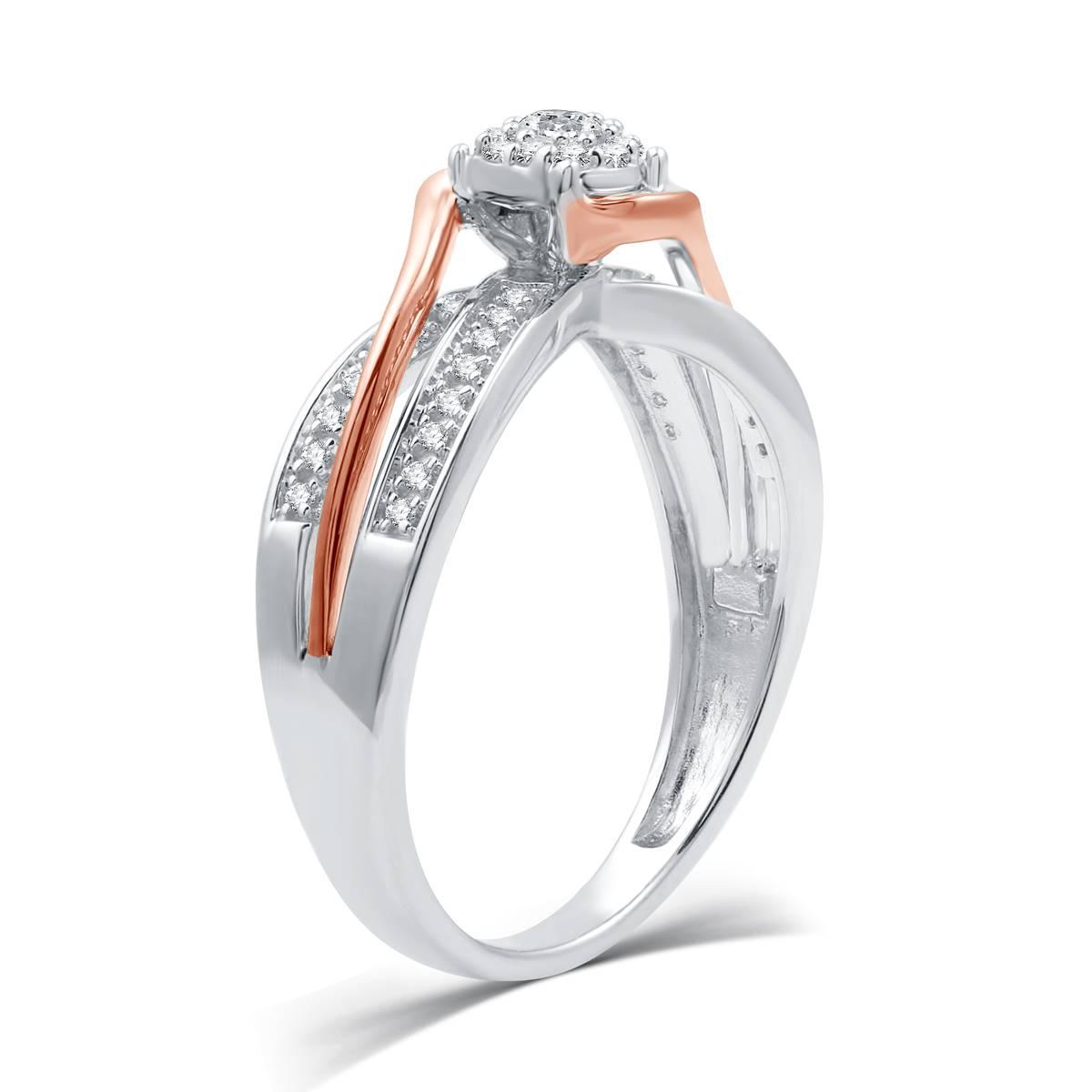 Loveblooms™ Two-Tone 1/4cttw. Diamond Halo Bypass Bridal Set