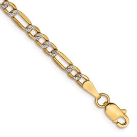 Gold Classics(tm) 3.2mm. 14k Semi Solid Pave Figaro Bracelet