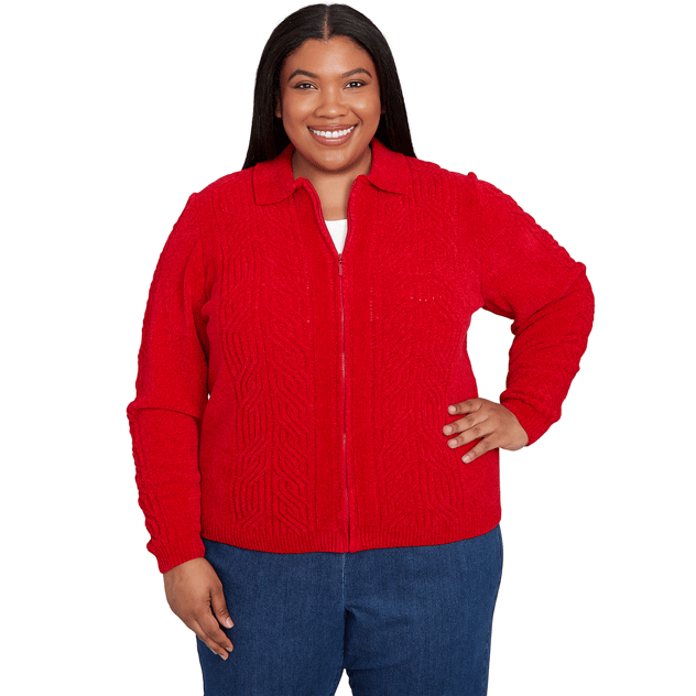 Plus Size Alfred Dunner Classics Chenille Cable Knit Sweater