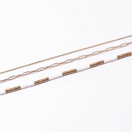 Ashley 3pc. Gold White Link Chic Minimalist Anklet Set