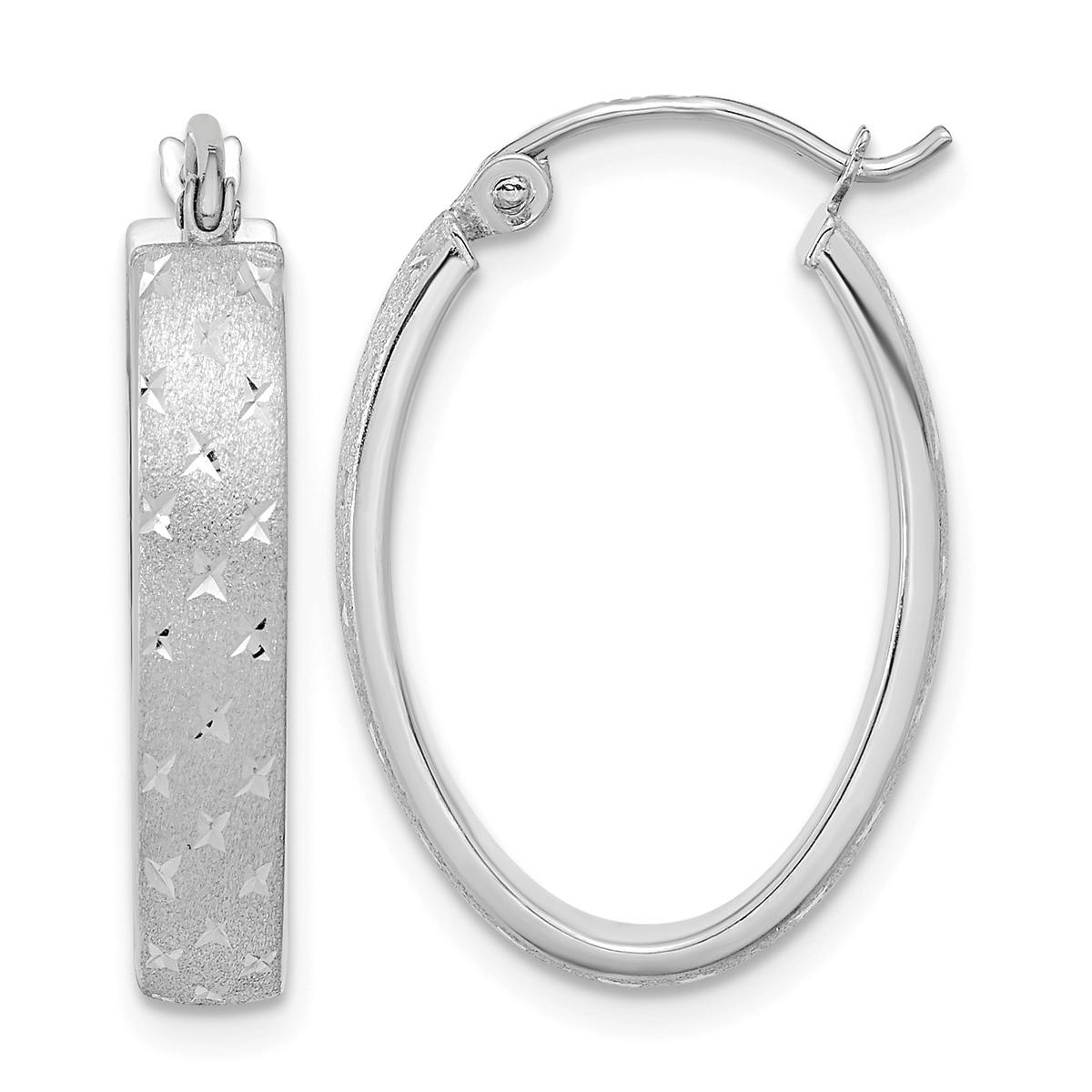Gold Classics(tm) 14kt. White Gold Diamond Cut Hoop Earrings