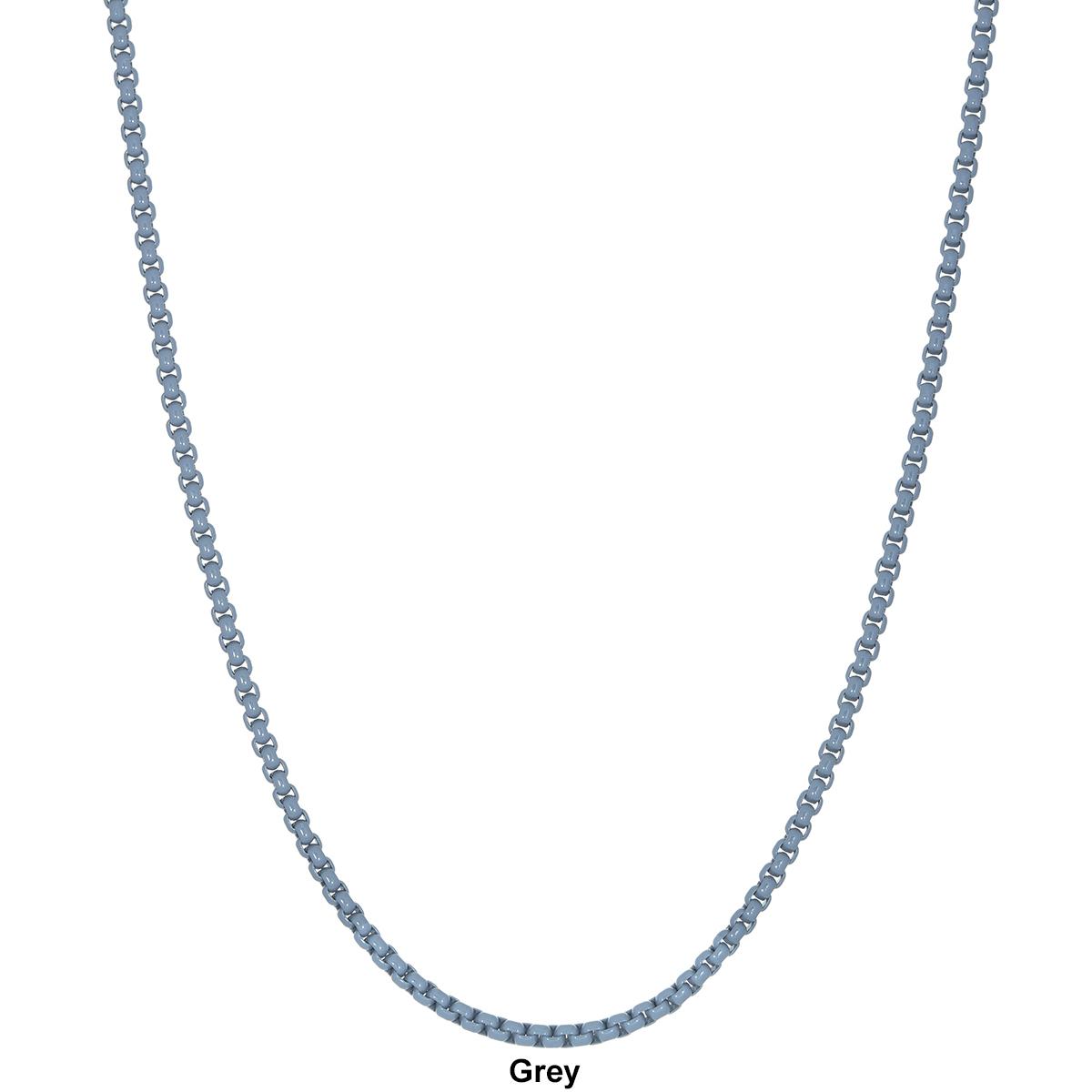 Mens Lynx Stainless Steel Acrylic Coated Box Chain Necklace