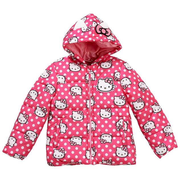Girls (4-6x) Hello Kitty® 3D Ear Hooded Polka Dot Puffer Jacket