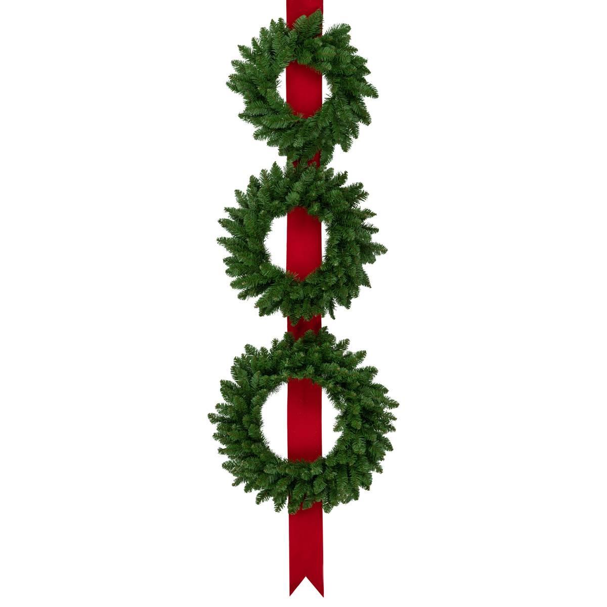 Northlight Seasonal Hanging Wreaths on Red Ribbon - Set of 3