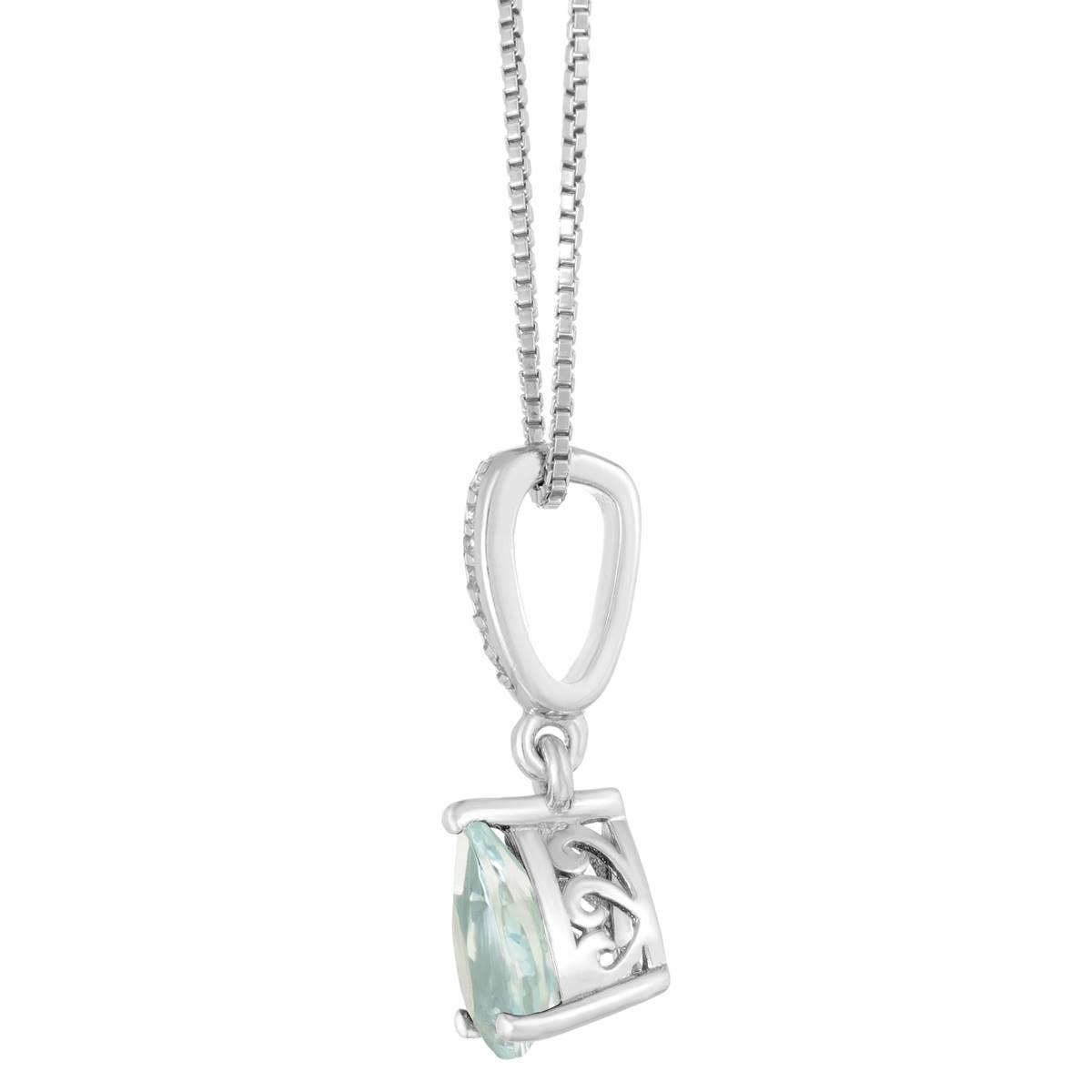 Gemminded 7x5mm Pear Shape Aquamarine & White Topaz Pendant