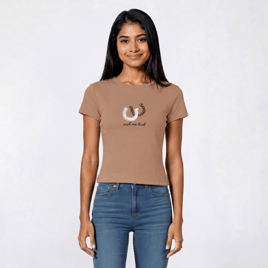 Juniors No Comment Wish Me Luck Twill Applique Baby Tee