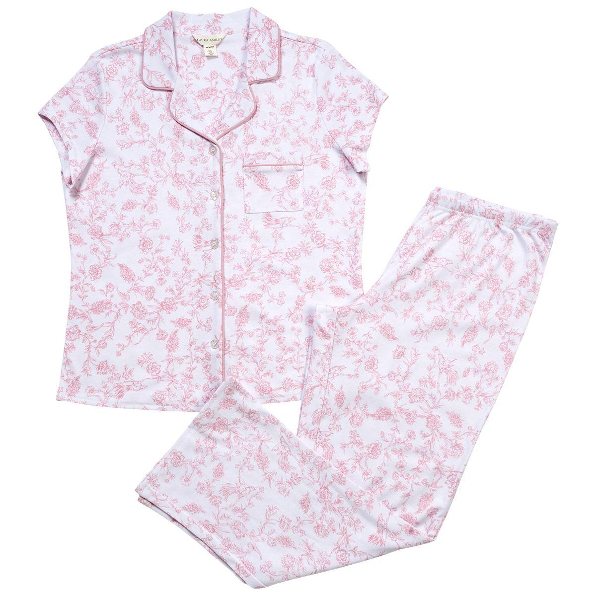 Womens Laura Ashley® Short Sleeve Meadow Toile Pajama Set