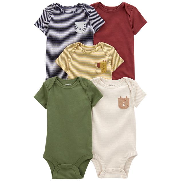 Baby Unisex (NB-24M) Carter’s® 5pk. Safari Pocket Bodysuits