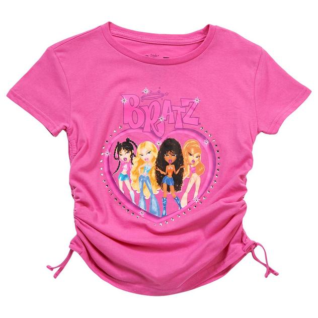 Girls (7-16) Bratz® Short Sleeve Side Cinch Rhinestone Tee