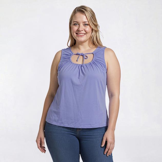 Juniors Plus Eye Candy Open Front Drawstring Tank Top
