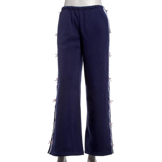Juniors Derek Hearts Fleece Stripe Sweatpants with Bows