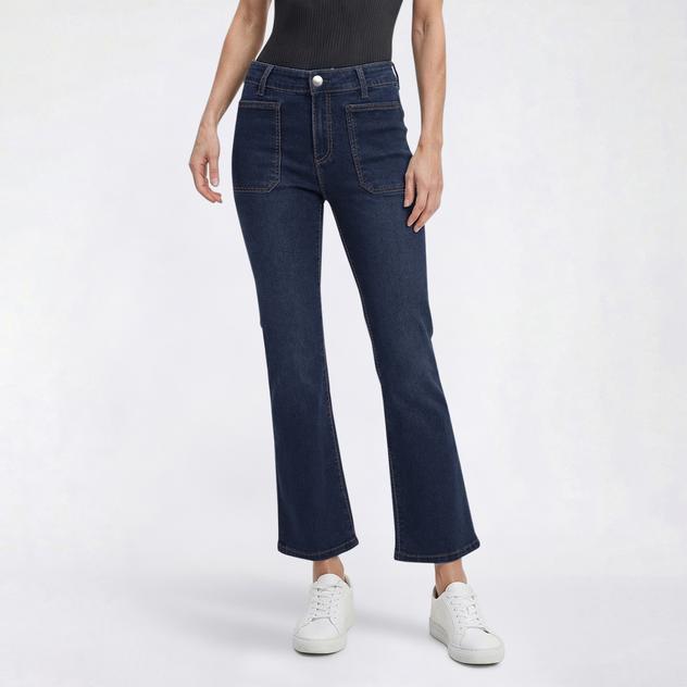 Womens Tahari Patch Pocket Mini Bootcut Jeans