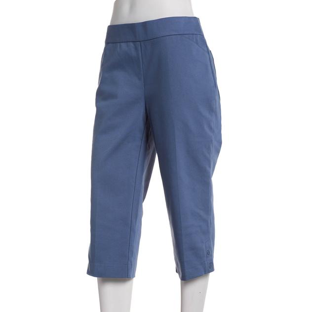Petite Napa Valley Solid Cotton Super Stretch Snap Hem Capris