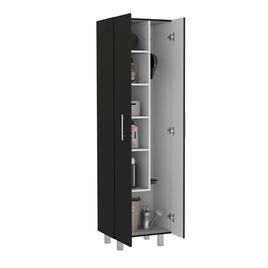 FM FURNITURE Norway Black Broom Closet Pantry