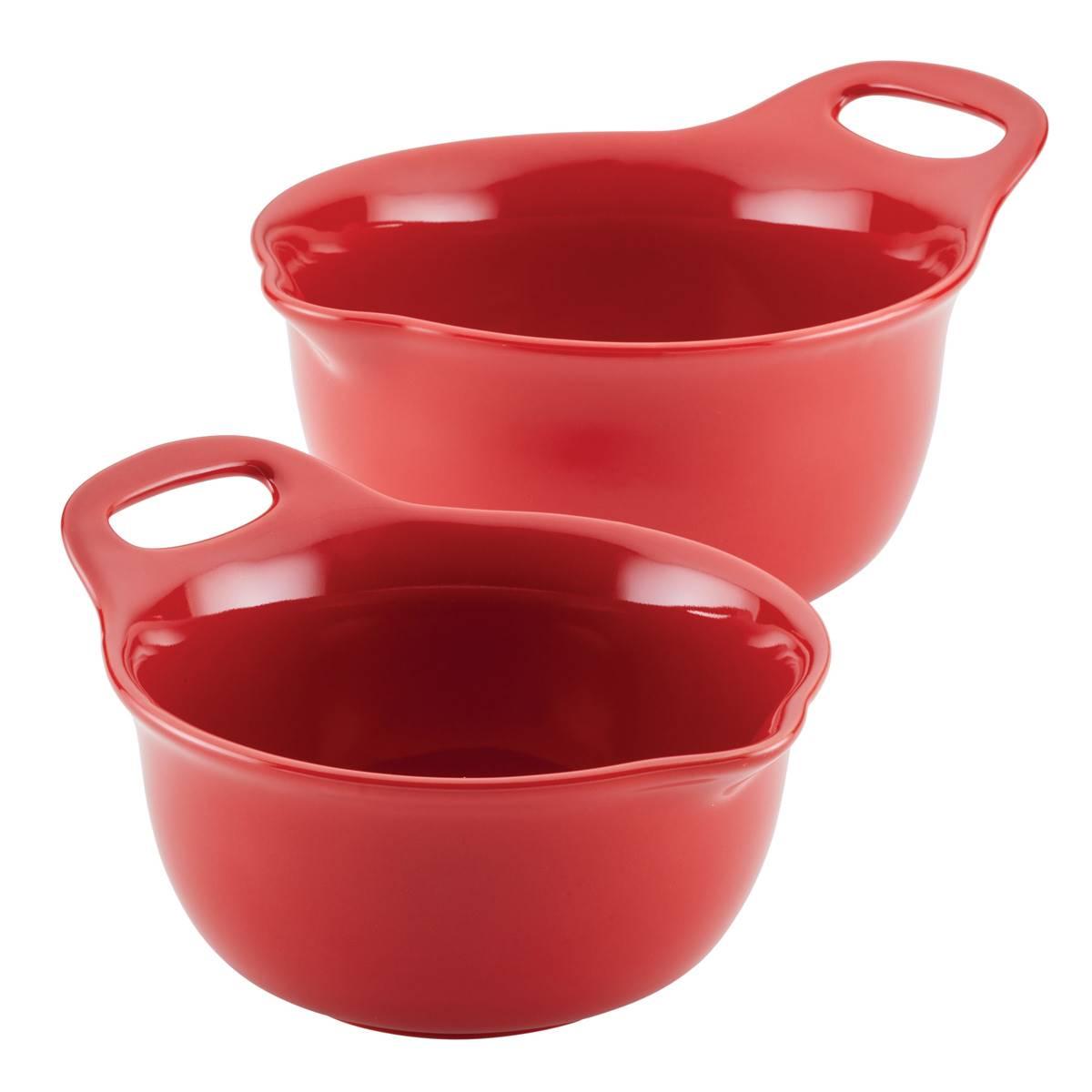 Rachael Ray 2pc. Ceramic Mixing Bowl Set - Red