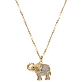 Brass Yellow Gold Plated and Silver Glitter Elephant Pendant