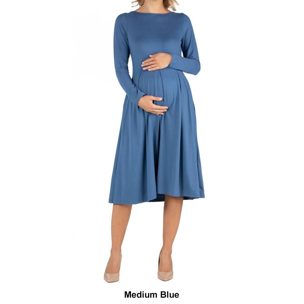 Plus Size 24/7 Comfort Apparel Fit & Flare Maternity Midi Dress