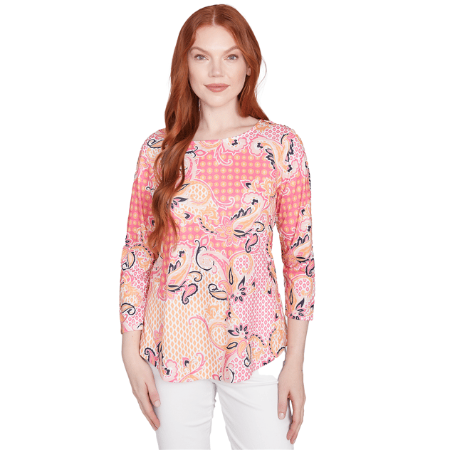 Womens Larky Lark 3/4 Sleeve Geometric Paisley Blouse