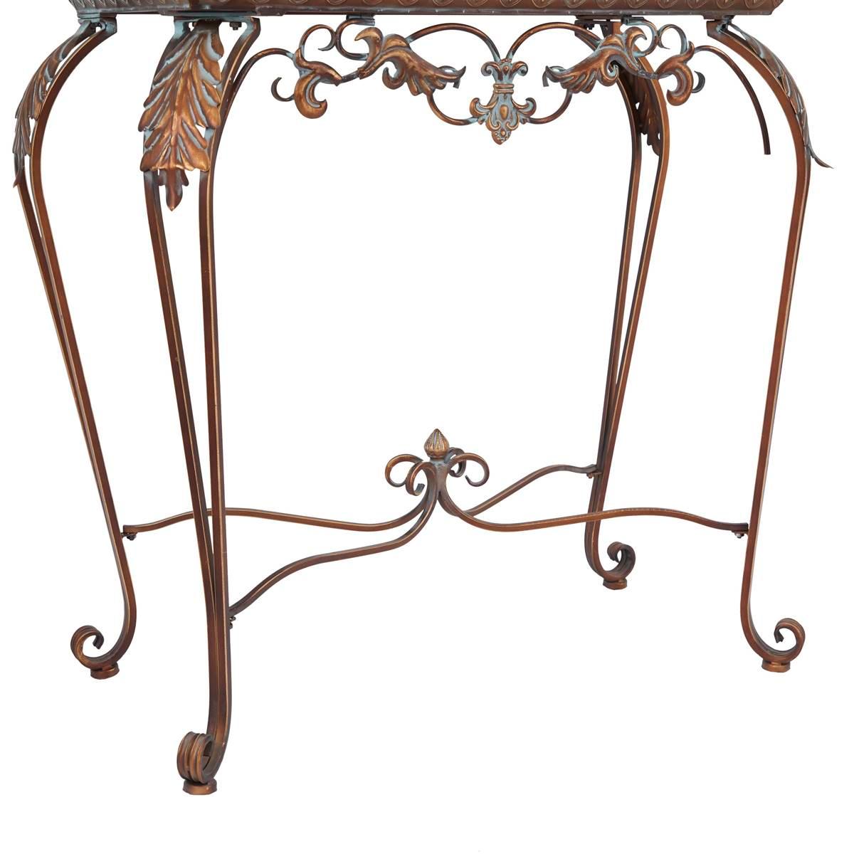 9th & Pike® Bronze Metal Traditional Console Table with Mirror
