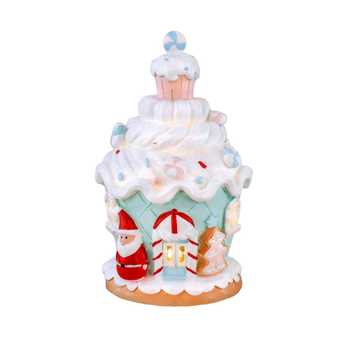 National Tree 8in. Santa Cake House w/ LED Lights