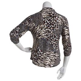 Plus Size Emily Daniels  3/4 Sleeve Button Down Foil Shirt