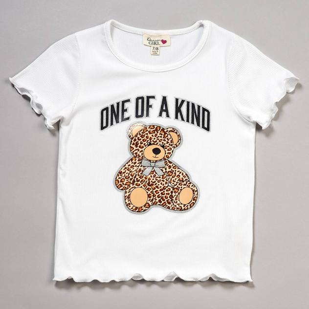 Girls (7-16) Dream Girl Lettuce Edge One of a Kind Teddy Bear Tee