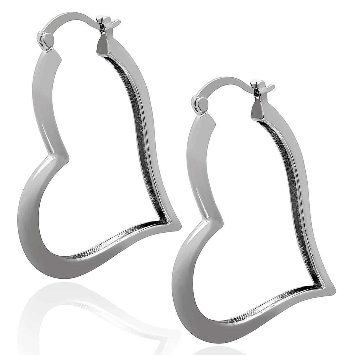 Gianni Argento 41mm Heart Hoop Earrings