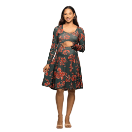 Plus Size 24/7 Comfort Apparel Empire Waist Print Maternity Dress
