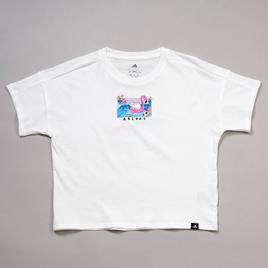 Girls (7-16) adidas(R) Short Sleeve Drop Shoulder Pool Cat Tee