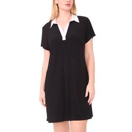 Plus Size MSK Short Sleeve Combo Collar Dress
