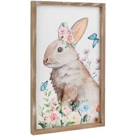 Northlight Seasonal Easter Bunny with Flowers Framed Wall Sign