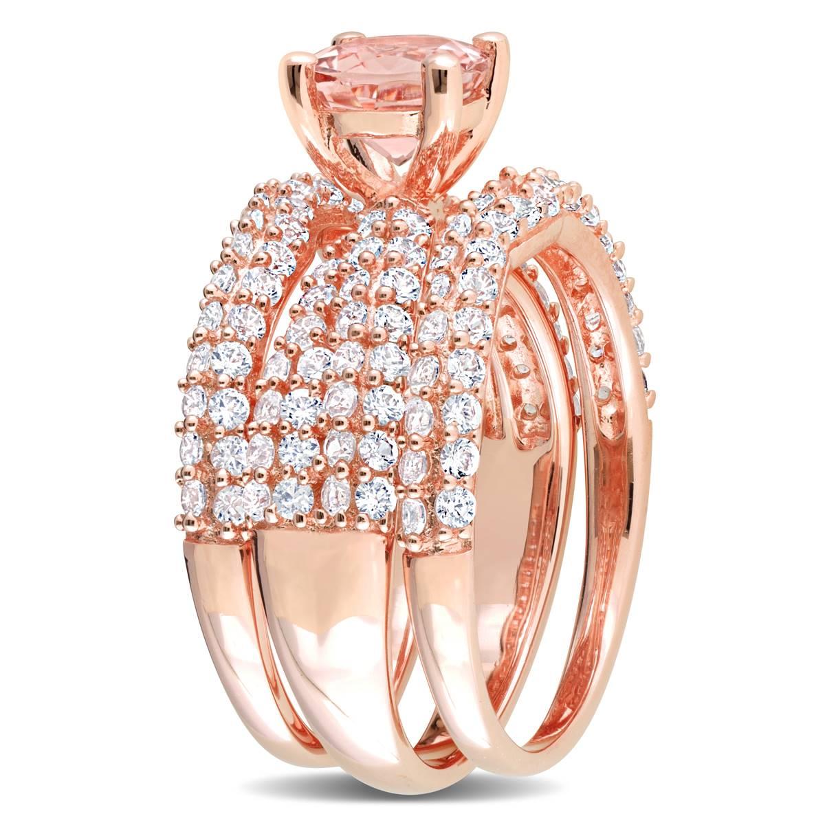 Gemstone Classics™ Morganite & Lab Created Sapphire Bridal Set