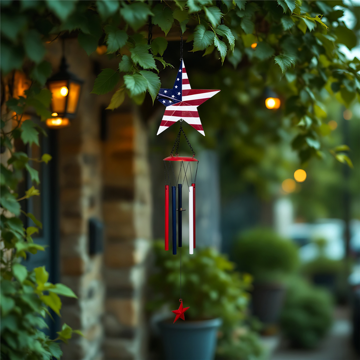 Northlight Stars and Stripes Patriotic Outdoor Garden Windchime