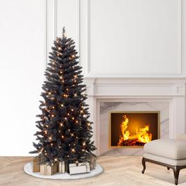Puleo International 6ft. Pre-Lit Black Carson Pine Christmas Tree