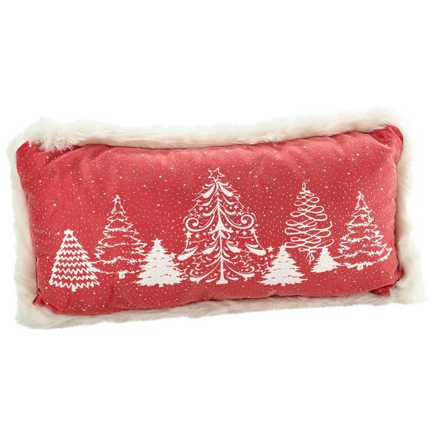 Veiled Trees Red Decorative Pillow - 20x10