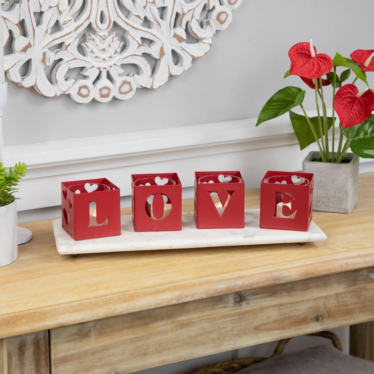 Northlight Seasonal Valentine''s Day Red Candle Holders - Set of 4