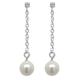 Marsala Sterling Silver Pearl Drop Chain Earrings
