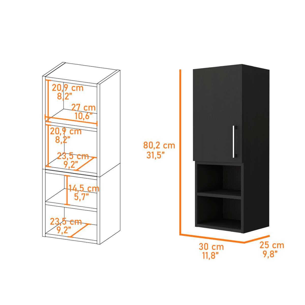FM FURNITURE Praia Black Medicine Cabinet