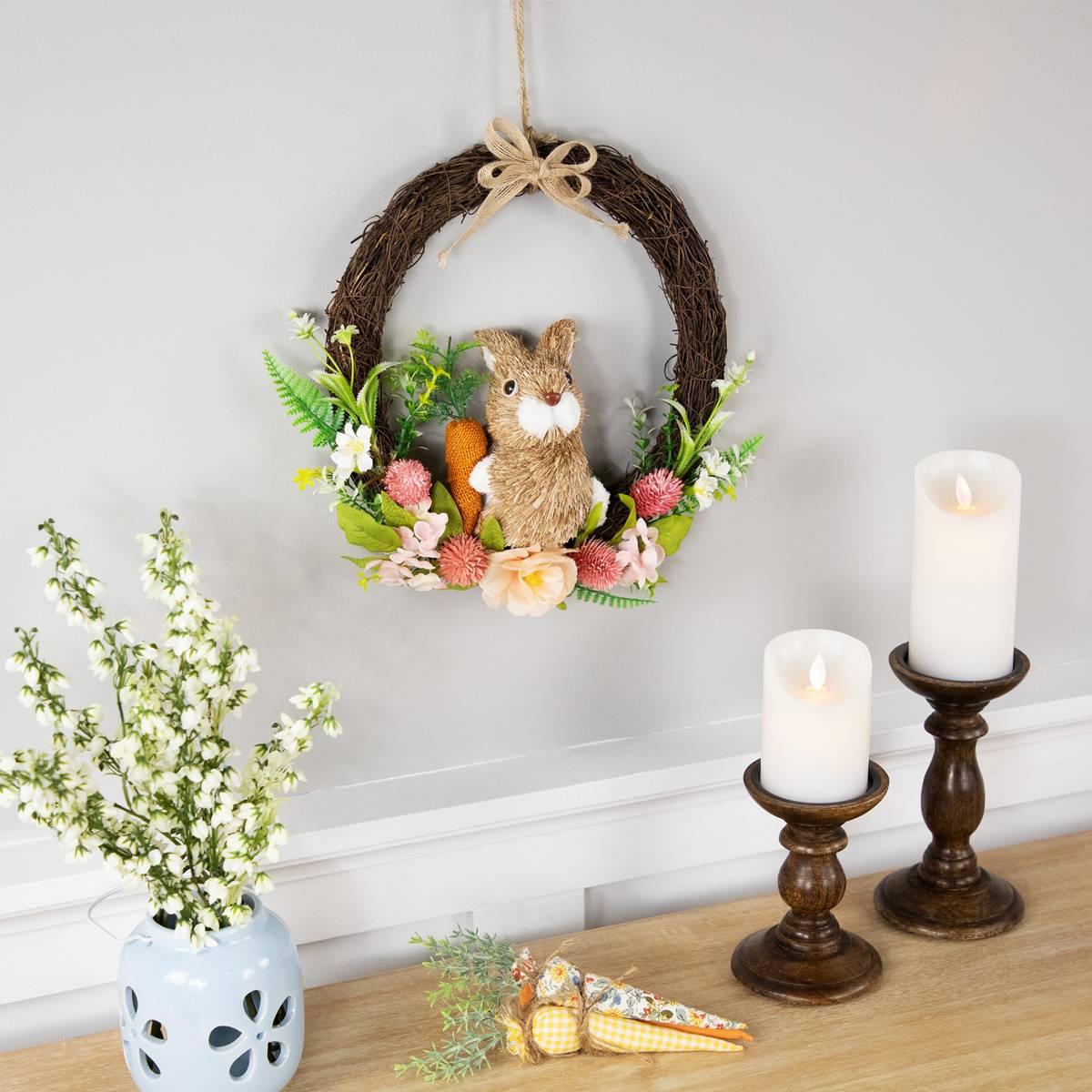 Northlight Seasonal Floral Grapevine & Bunny Easter Wreath