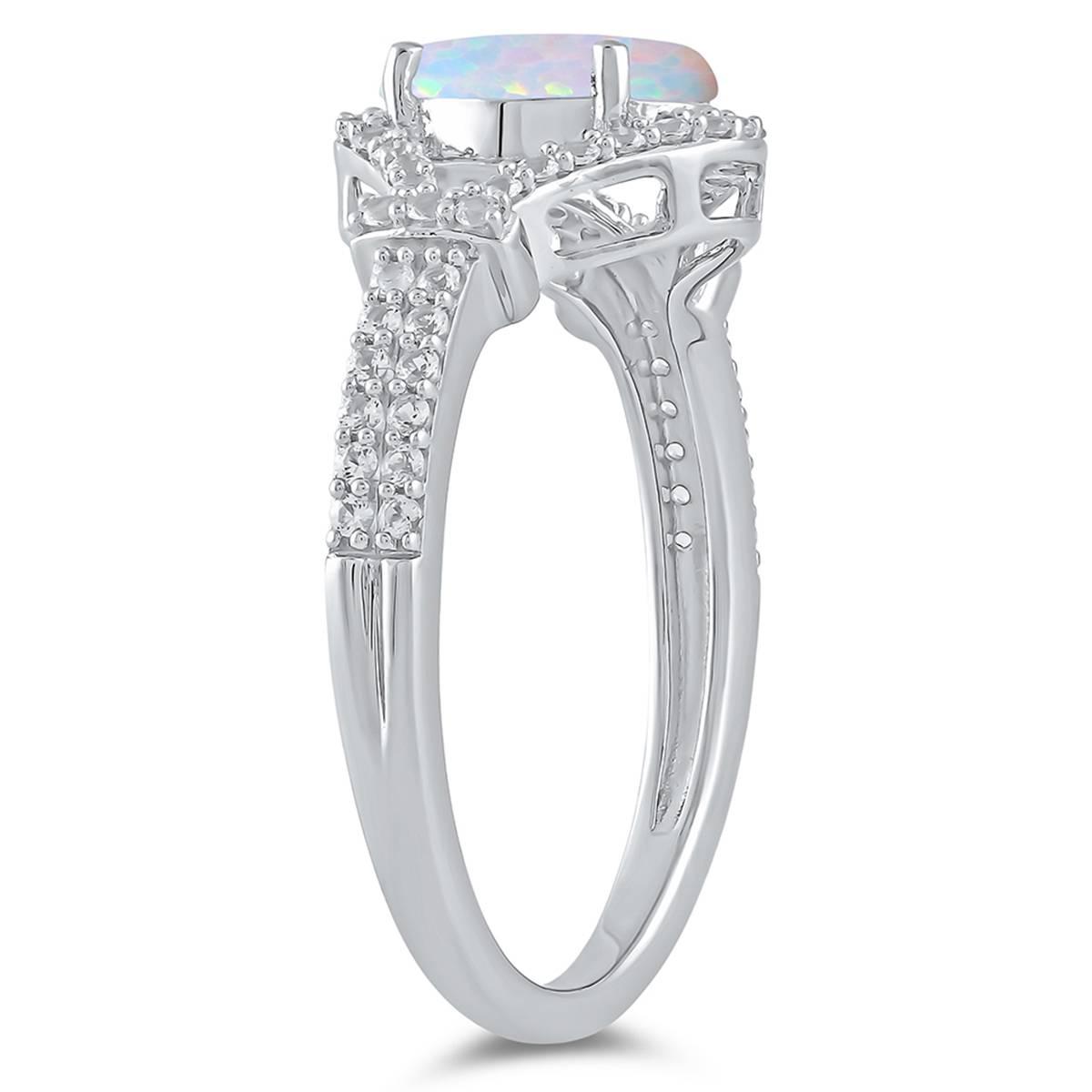 Gemstone Classics™ Created Opal White Sapphire Oval Ring