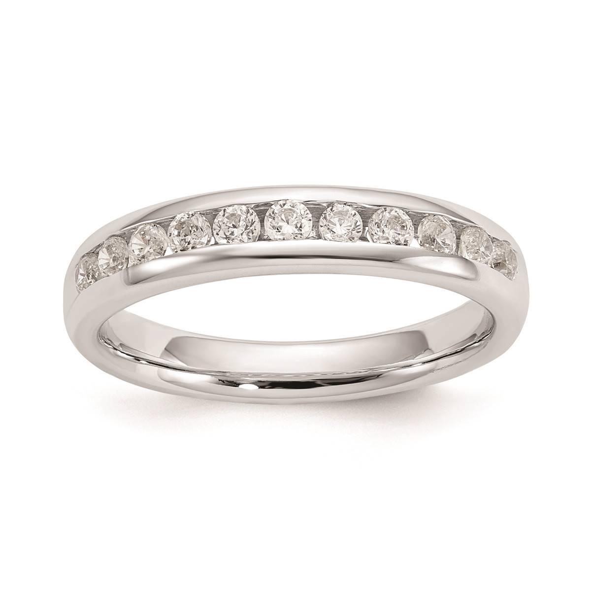 Pure Fire 14kt. White Gold Lab Grown 11-Stone Channel Band