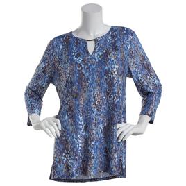 Womens Emily Daniels  3/4 Sleeve Foil Print Bar Neck Knit Top