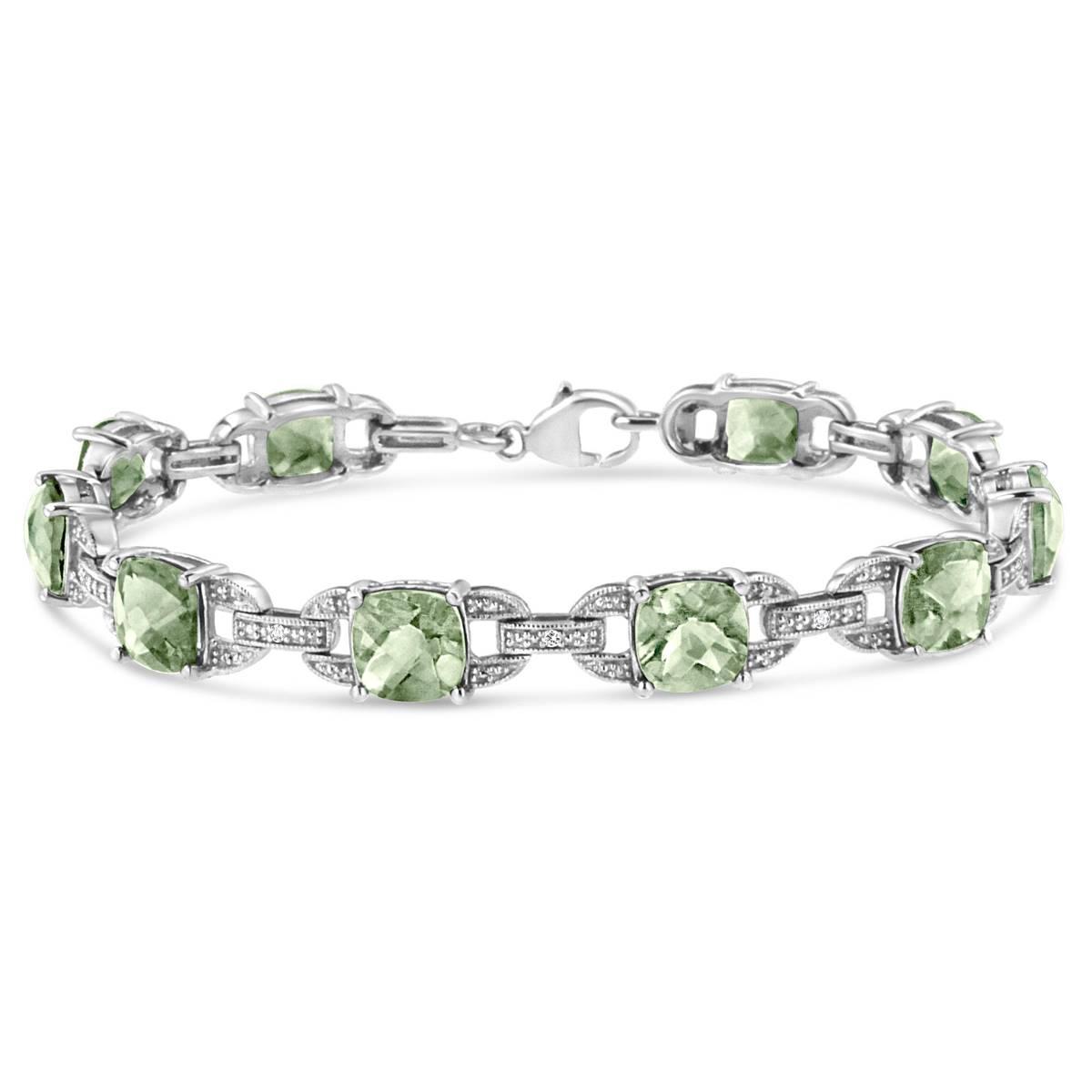 Haus of Brilliance Green Amethyst & 1/20ctw. Diamond Bracelet