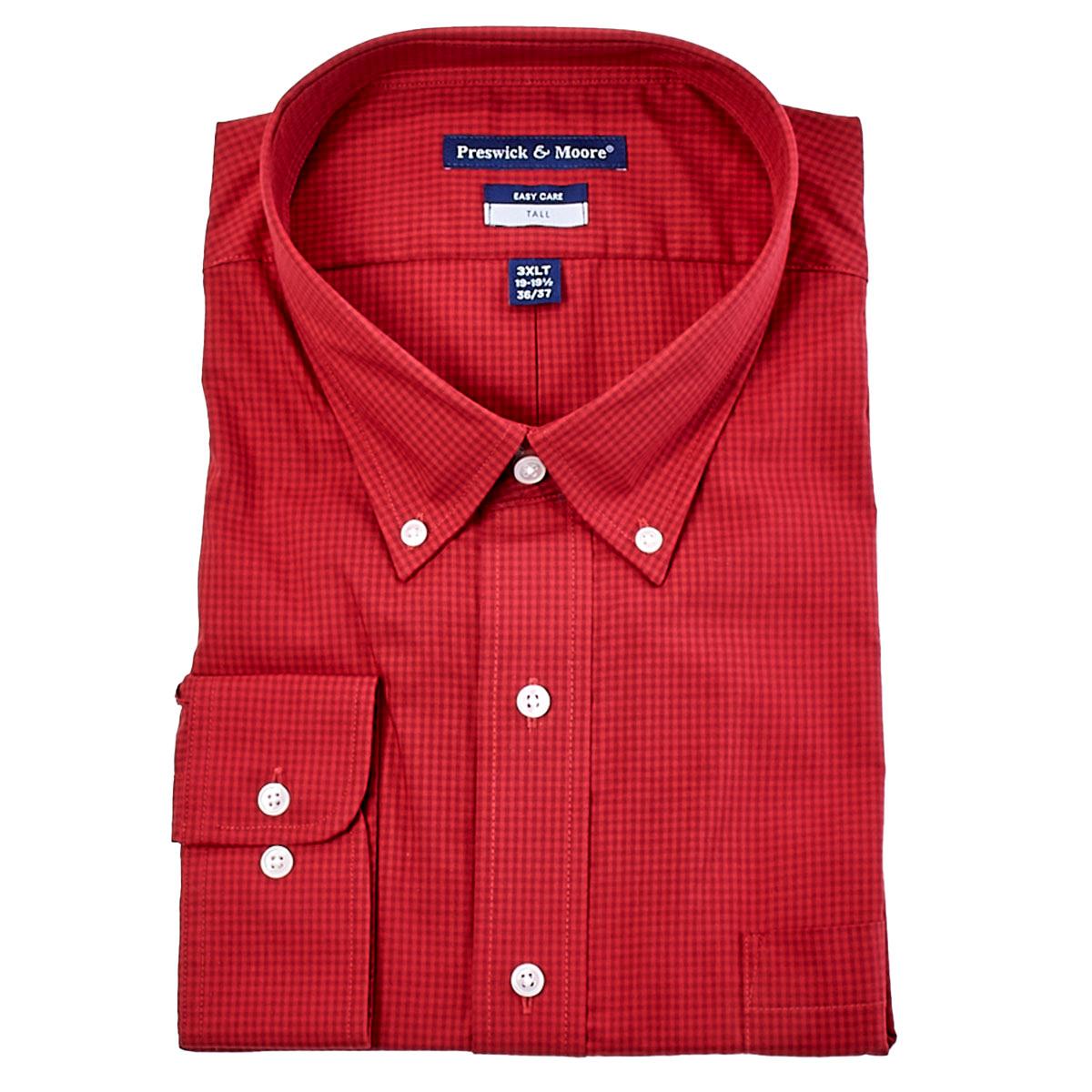 Mens Big & Tall Preswick & Moore Plaid Dress Shirt - Red