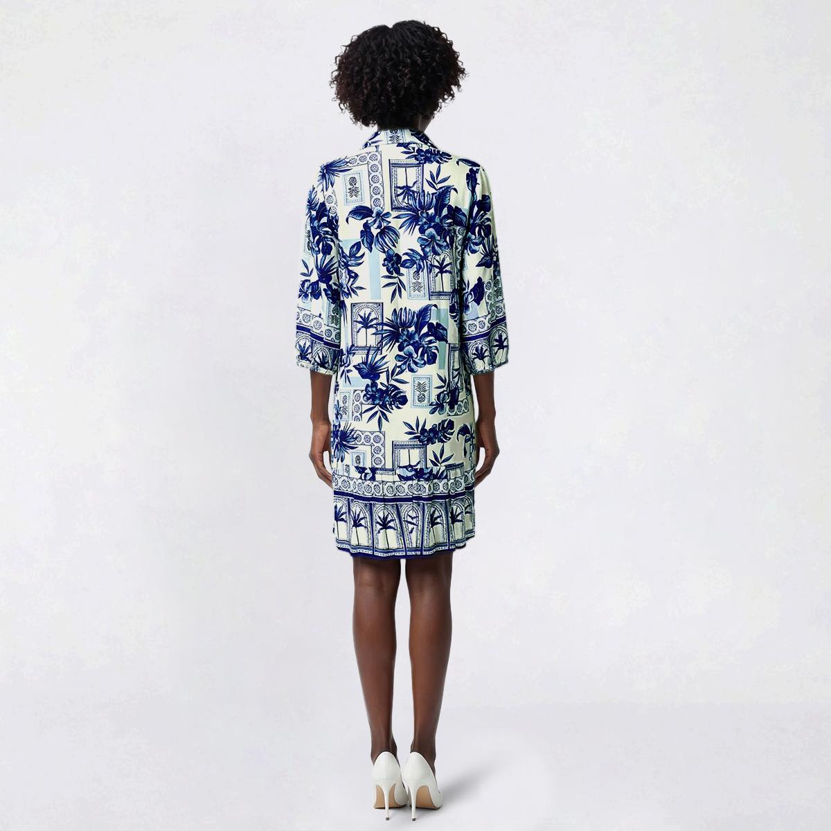 Womens Mlle Gabrielle 3/4 Sleeve Floral Leaf Shirtdress