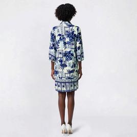 Womens Mlle Gabrielle 3/4 Sleeve Floral Leaf Shirtdress