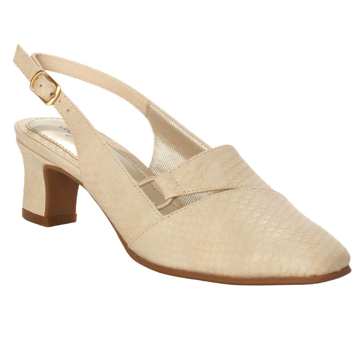 Womens Easy Street Choice 2 Bone Snake Slingback Heels